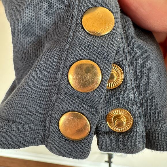 Nation LTD Janae Slim Crew Tee Long Sleeve Button Cuff T-Shirt Blue Womens M - Picture 7 of 12